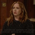 Mariah’s black metallic striped sweater on The Young and the Restless