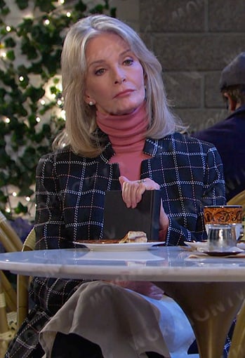 Marlena’s black check open jacket on Days of our Lives