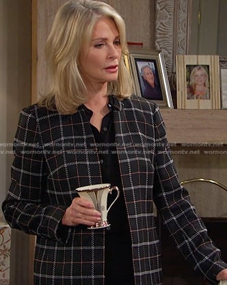Marlena's black check open jacket on Days of our Lives