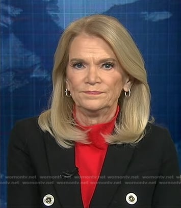 Martha Raddatz’s black double breasted blazer on Good Morning America