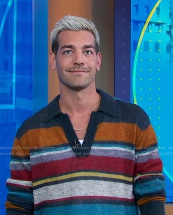 WornOnTV: Matt Rogers’s striped polo sweater on Good Morning America ...