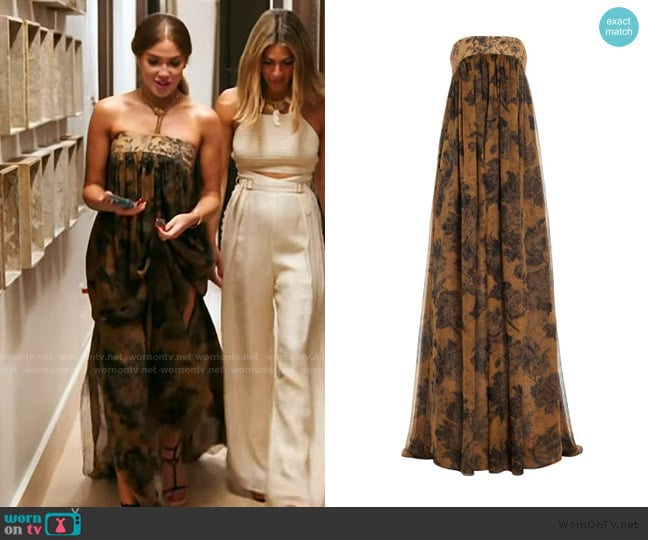 Max Mara Acqua Strapless Floral Silk-Chiffon Maxi Dress worn by Brynn Whitfield on The Real Housewives of New York City