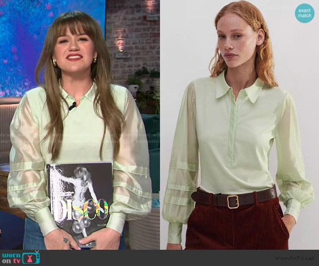 Me+Em Fluid Scallop Detail Layering Shirt worn by Kelly Clarkson on The Kelly Clarkson Show