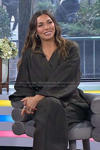 Melissa Garcia’s grey wrap top and pants on Today