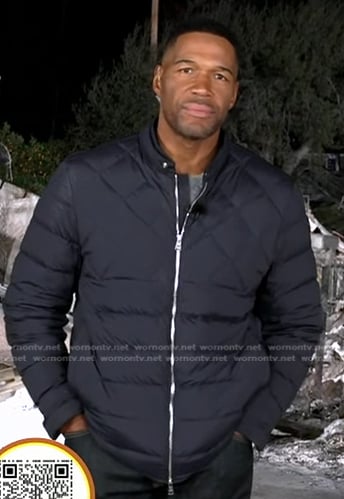 Michael Strahan’s navy down jacket on Good Morning America