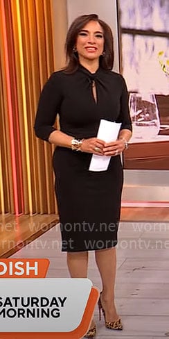 Michelle Miller's black twist-neck dress on CBS Mornings