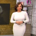 Michelle Miller’s white rib knit dress on CBS Mornings