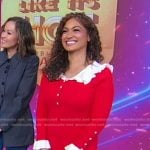 Milly Almodovar’s red contrast collar ribbed dress on Good Morning America