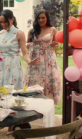 Mindy Kaling's pink floral dress on With Love Meghan