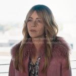 Morgan’s pink fur trim jacket on High Potential