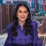 Morgan’s purple button down blouse on NBC News Daily