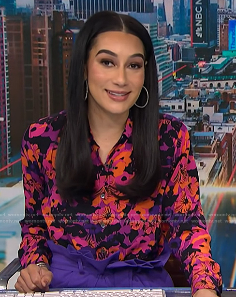 Morgan's floral print blouse and pants on NBC News Daily