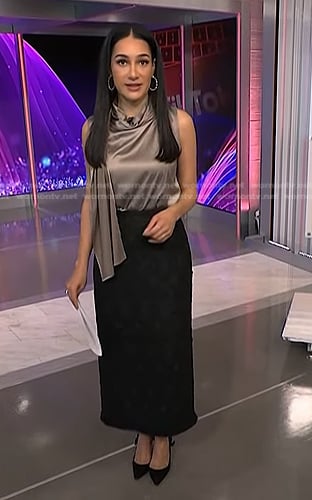 Morgan’s black lace pencil skirt on NBC News Daily