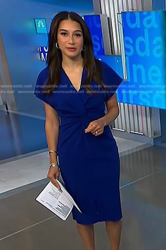 Morgan's blue twist front dress on NBC News Daily