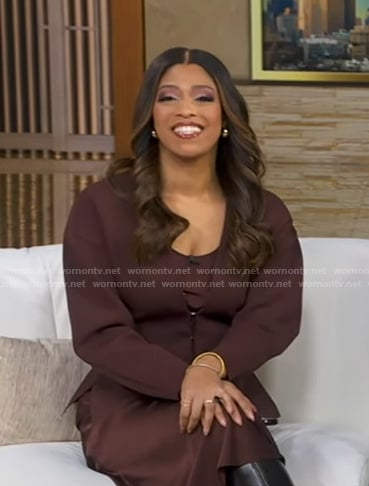 Morgan’s burgundy cardigan on Good Morning America