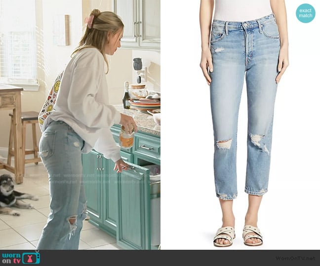 Mother The Tomcat High-Rise Straight Distressed Jeans worn by Taylor Ann Green on Southern Charm