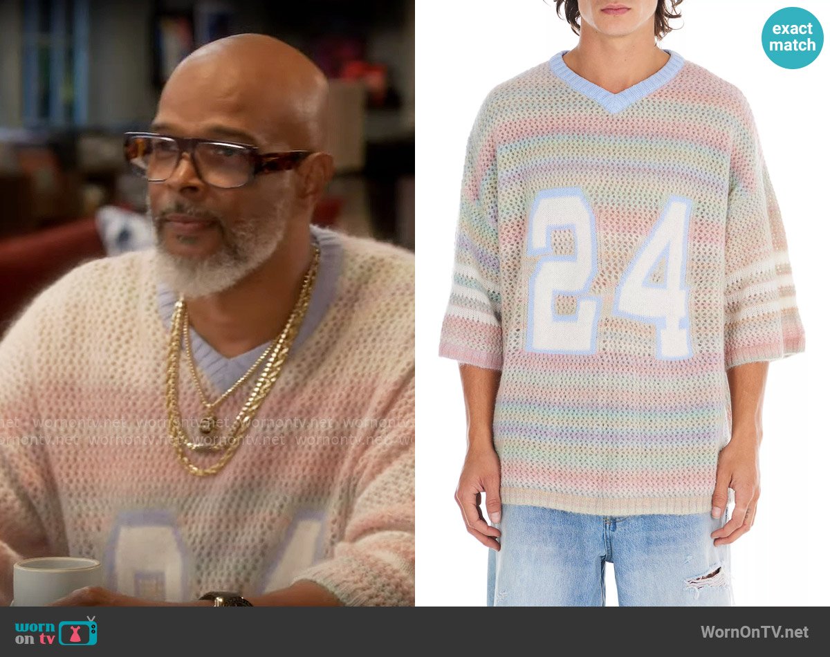 Nahmias Sunset Knit Football Jersey Sweater worn by Poppa (Damon Wayans) on Poppas House