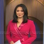 Nancy Chen’s pink blazer dress on CBS Evening News