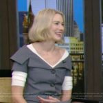 Naomi Watts’ gray layered button front dress on Live with Kelly and Mark