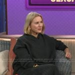 Naomi Watts’ gray v-neck sweater and skirt on The Kelly Clarkson Show