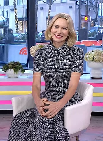 Naomi Watts's short sleeve tweed dress on Today