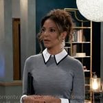 Natalia’s grey collared sweater on General Hospital