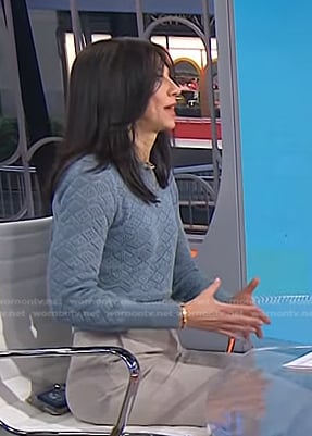 Dr. Natalie Azar’s blue pointelle sweater on Today