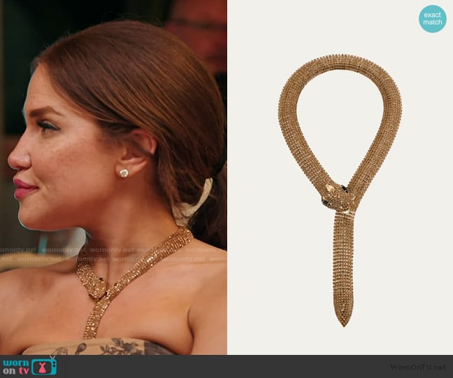 Natasha Accessories Limited Embellished Snake Necklace worn by Brynn Whitfield on The Real Housewives of New York City