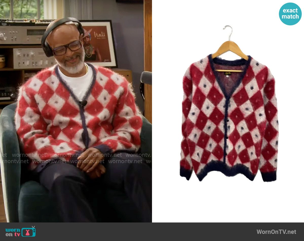 Needles Argyle Mohair Cardigan worn by Poppa (Damon Wayans) on Poppas House