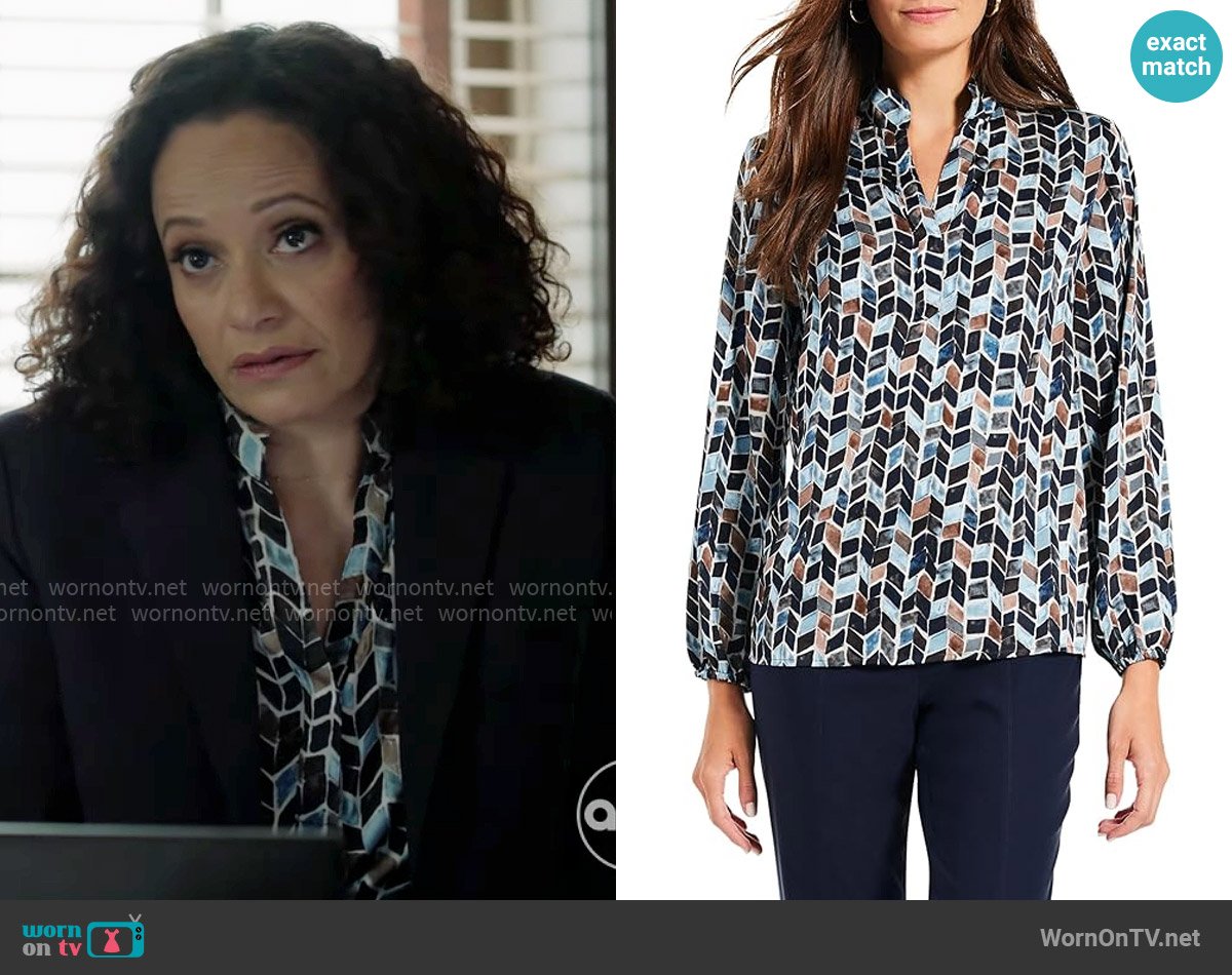 Nic + Zoe Herringbone Blues Top worn by Selena (Judy Reyes) on High Potential