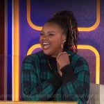 Nicole Byer’s green plaid cardigan on Hollywood Squares