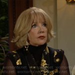 Nikki’s embellished vest and black turtleneck top on The Young and the Restless