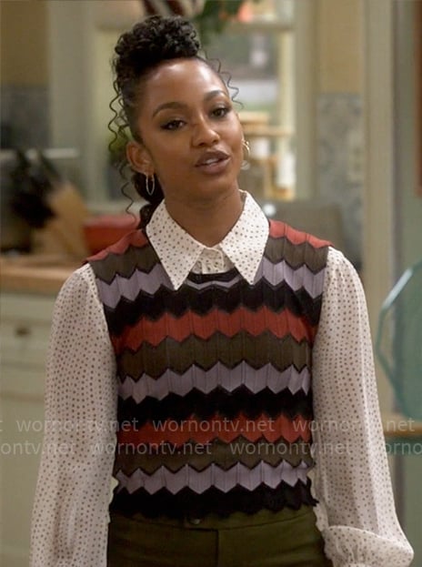 Nina's chevron striped knit top on Poppas House