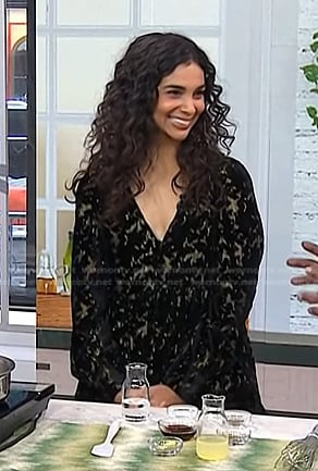 Nisha Vora’s black velvet burnout dress on Today