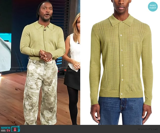 NN07 Thor Long Sleeve Cardigan worn by Scott Evans on Access Hollywood