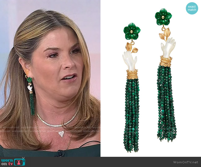 Of Rare Origin Bloom Earrings in Pearl/Malachite worn by Jenna Bush Hager on Today