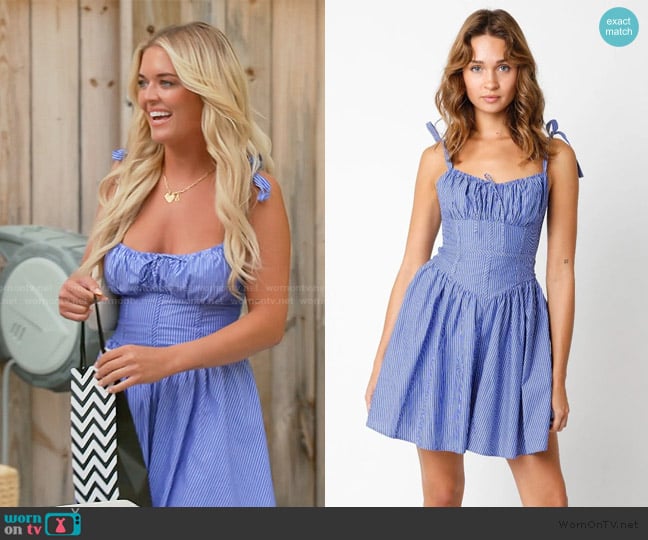 Salley’s blue pinstripe mini dress on Southern Charm