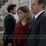 Olivia’s burgundy gathered dress on General Hospital