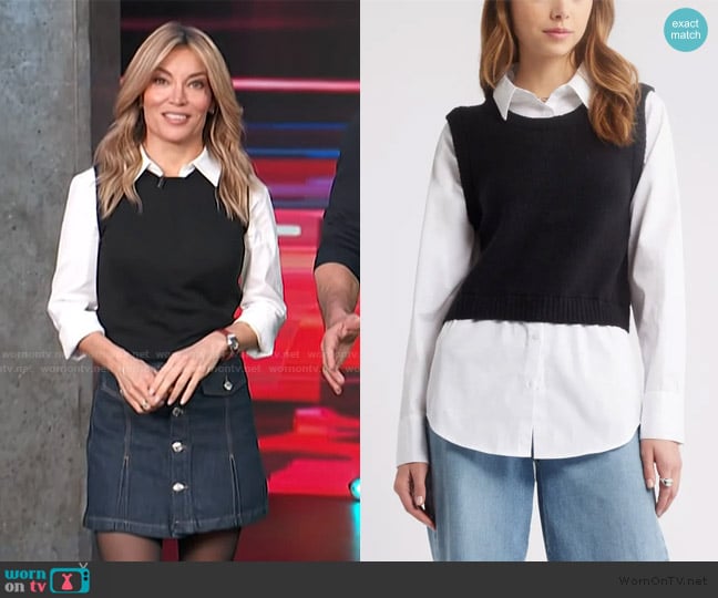 Open Edit Layered Look Sweater Vest worn by Kit Hoover on Access Hollywood