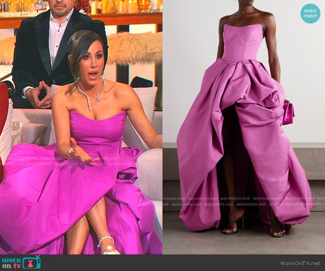 Oscar de la Renta Strapless Faille Gown worn by Angie Katsanevas on The Real Housewives of Salt Lake City