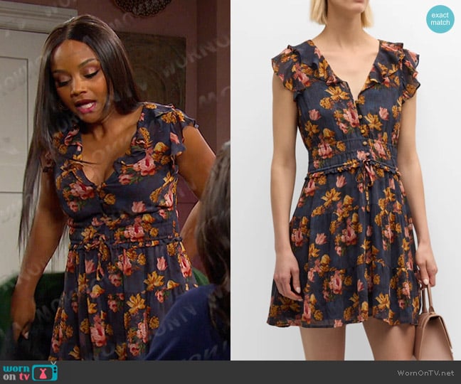 Paige Paradis Floral Silk Mini Dress worn by Chanel Dupree (Raven Bowens) on Days of our Lives