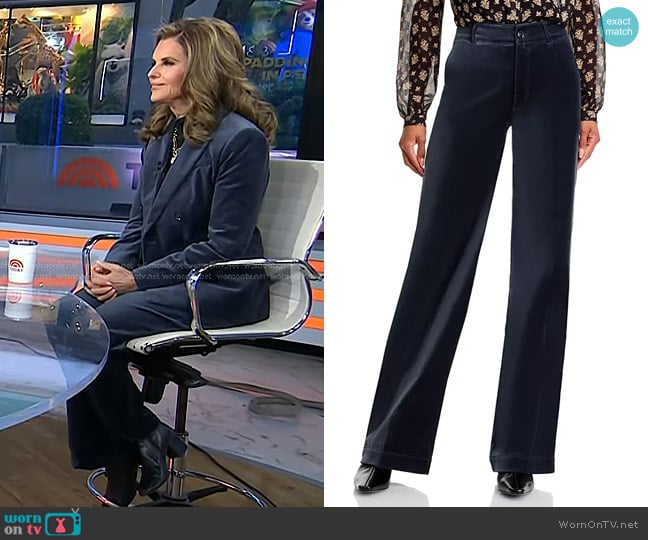 Paige Sasha Wide Leg Pants in Calico Blue worn by Maria Shriver on Today