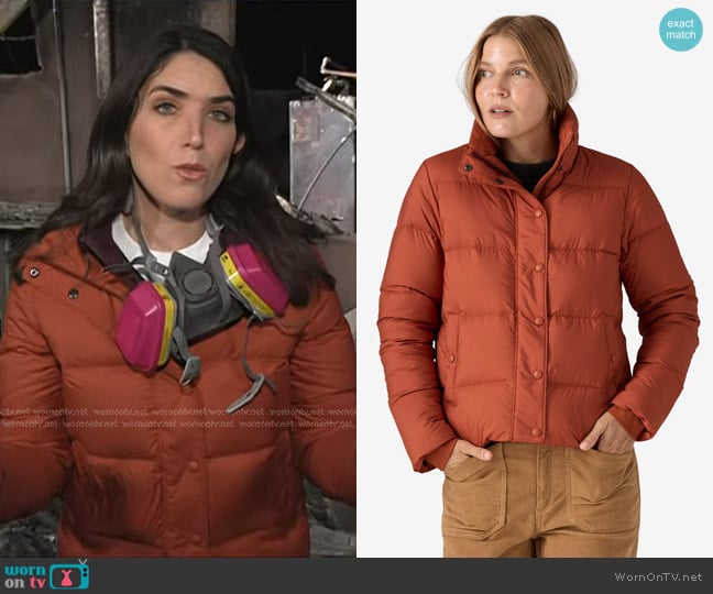 Patagonia Silent Down Jacket in Burnished Red worn by Liz Kreutz on Today