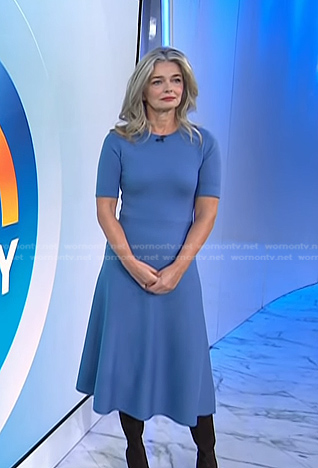 Paulina Porizkova’s blue knit midi dress on Today