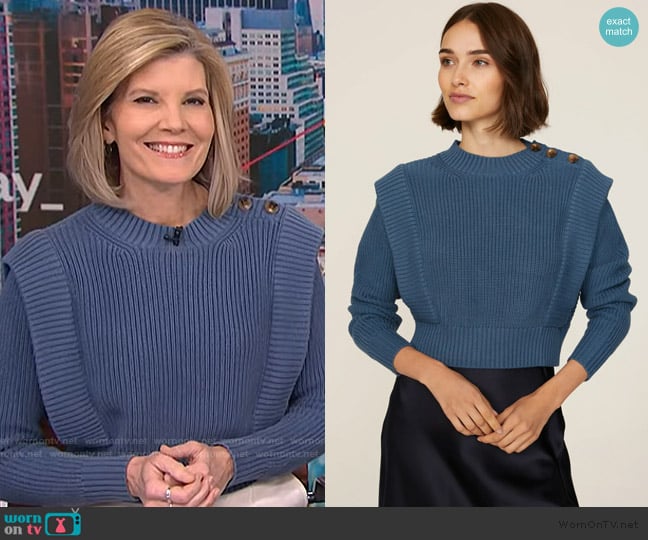 Peter Som Collective Button Shoulder Sweater worn by Kate Snow on NBC News Daily