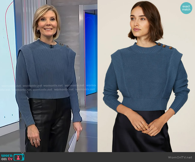 Peter Som Collective Button Shoulder Sweater worn by Kate Snow on NBC News Daily