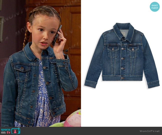 Polo Ralph Lauren Little Girl's & Girl's Denim Trucker Jacket worn by Rachel Black (Finley Rose Slater) on Days of our Lives