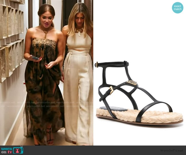 Prada Triangle-logo leather sandals worn by Brynn Whitfield on The Real Housewives of New York City