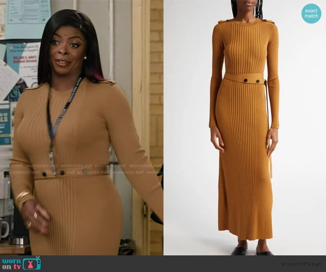 Proenza Schouler Lauryn Long Sleeve Rib Sweater Dress worn by Ava Coleman (Janelle James) on Abbott Elementary