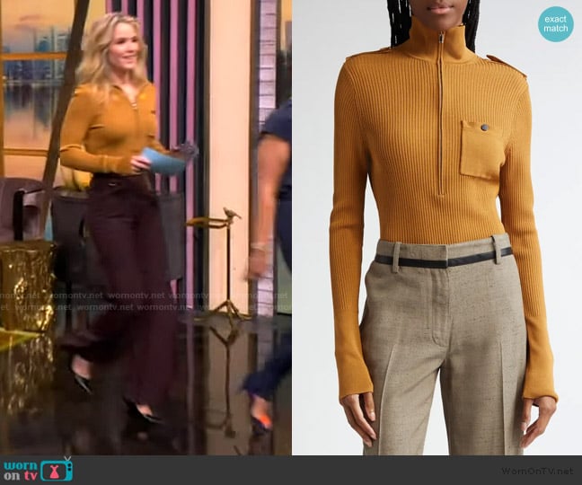 Sara’s mustard ribbed top on The View